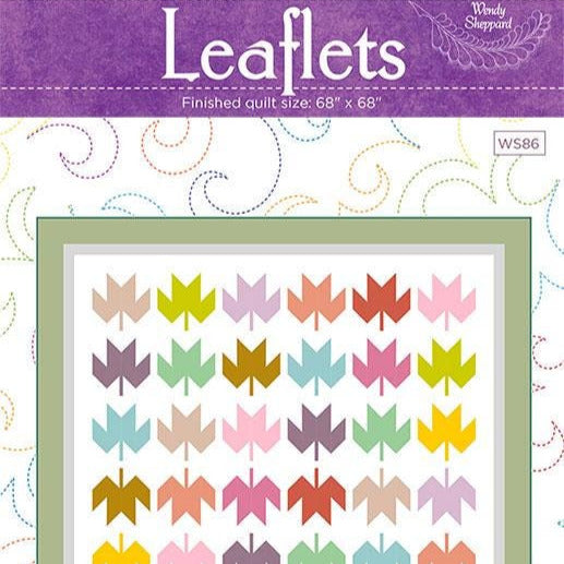 Leaflets Quilt Pattern, Wendy Sheppard WS86, Fat Quarter Friendly Autumn Fall Leaves Throw Bed Quilt Pattern