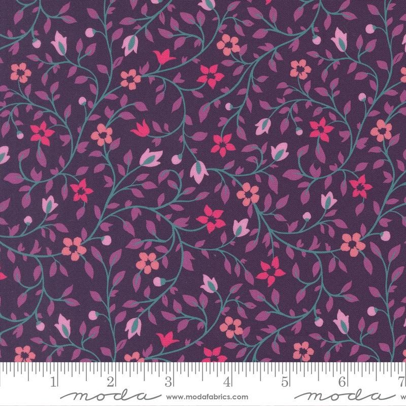 Parlor 5" Charm Pack, Moda 11960PP, Pink Teal Green Floral Charm Pack Fabric, 5" Precut Fabric Squares, Crystal Manning