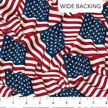 108" Stars and Stripes 13 - Patriotic Flags Wide Quilt Back Fabric, Northcott B27882-49, USA Flag Wide Quilt Backing Fabric, By the Yard