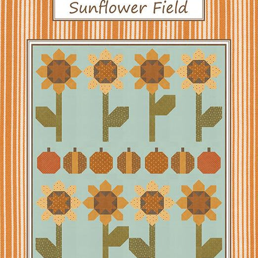 Sunflower Field Quilt Pattern, Coach House Designs CHD2444, Yardage Friendly Sunflowers Pumpkins Fall Autumn Lap Throw Quilt Pattern