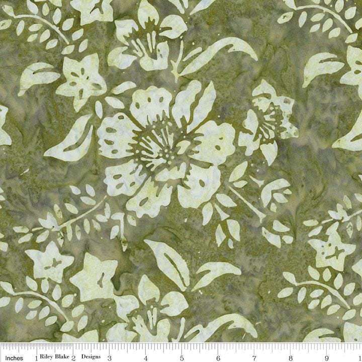 Expressions Batiks - Tradewinds 5" Stacker, Riley Blake 5-23288-42, 5" Precut Tropical Leaves Flowers Batik Fabric Squares