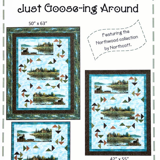 Just Goosing Around Panel Frame Quilt Pattern, PineRose Designs PVQ049 PTN3357, Framed Blocks Throw Quilt Pattern