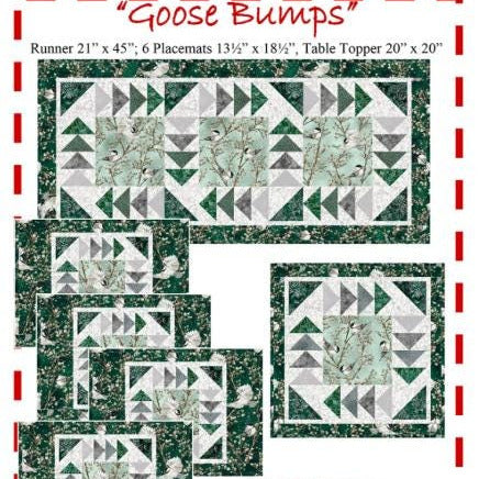 Goose Bumps Table Set Quilt Pattern, The Fabric Addict FAGB24, Yardage Friendly Flying Geese Table Runner Place Mats Quilt Pattern, Bialik