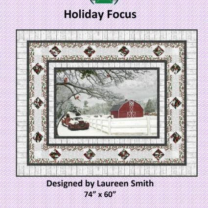 Holiday Focus 28" Panel Frame Quilt Pattern, Tourmaline and Thyme TTQ-500, Panel Friendly Easy Lap Throw Quilt Pattern