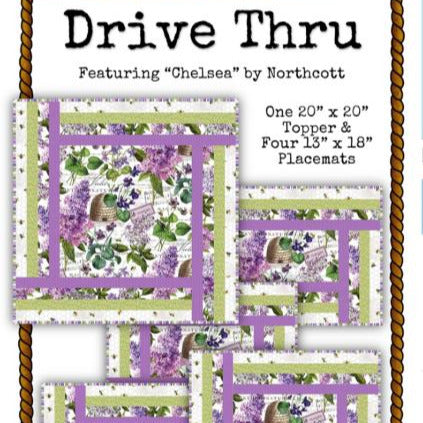 Drive Thru Table Topper and Place Mats Quilt Pattern, Miss Winnie Designs MWDDTT19, Quick Easy Table Quilt Placemats Pattern