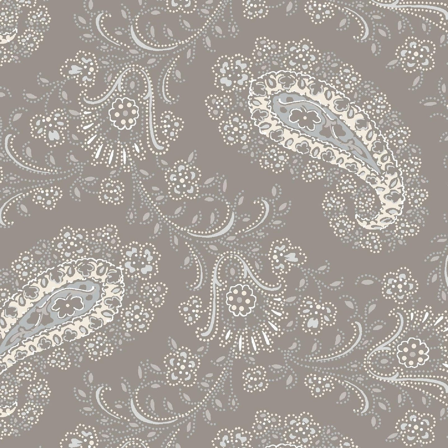 Daybreak 5" Charm Pack, Maywood Studio CP-MASDAYB, 5" Precut Soft Pastels Blue Taupe Cream Paisley Floral Charm Pack Fabric Squares