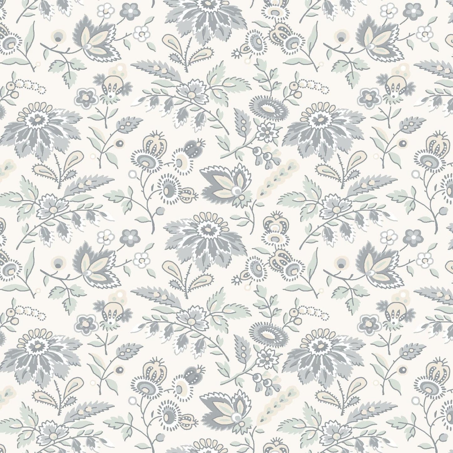 Daybreak 5" Charm Pack, Maywood Studio CP-MASDAYB, 5" Precut Soft Pastels Blue Taupe Cream Paisley Floral Charm Pack Fabric Squares