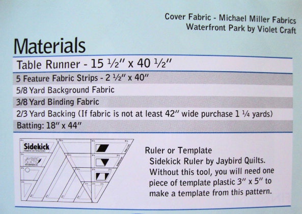 Seaside Quilt Pattern, Jaybird Quilts JBQ134, 2.5" Strips Yardage Friendly Zig Zag Chevron Table Quilt Pattern, Sidekick Ruler Pattern