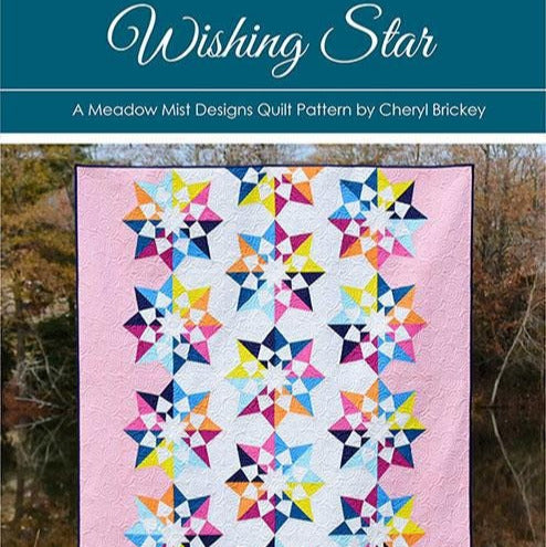 Wishing Star FPP Quilt Pattern, Meadow Mist Designs MMD1138, Yardage Friendly Baby Foundation Paper Pieced Throw Quilt Pattern
