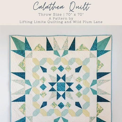 Calathea Quilt Pattern, Wild Plum Lane WPL1108, Half Yard Yardage Friendly Star Throw Quilt Pattern, Lisa Donnelly