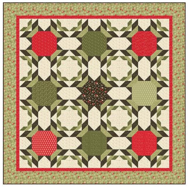 Christmas Crazies Quilt Pattern, Pieces From My Heart PM829, Yardage Friendly Large Focal Prints Square Throw Bed Quilt Pattern