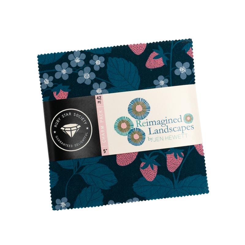 Reimagined Landscapes 5" Charm Pack, Moda RS6049PP, Precut Modern Contemporary Pink Blue Green Floral Fabric, Jen Hewett, Ruby Star Society