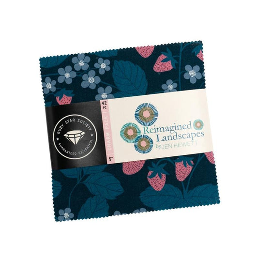 Reimagined Landscapes 5" Charm Pack, Moda RS6049PP, Precut Modern Contemporary Pink Blue Green Floral Fabric, Jen Hewett, Ruby Star Society