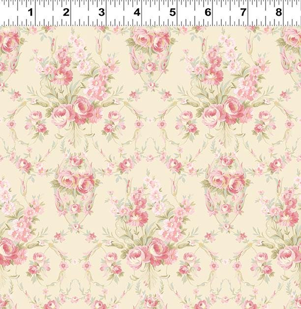 Charlotte 98 Fat Quarter Bundle, Clothworks FQ0520, Pink Blue Green Cream Shabby Granny Chic Cottagecore Pastel Floral Fabric,