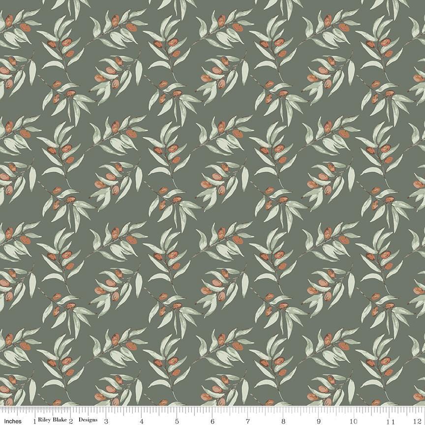 Olive Grove 5" Stacker, Riley Blake 5-16630-42, 5" Precut Autumn Fall Burgundy Blue Rust Green Floral Fabric Squares, Amber Elliot