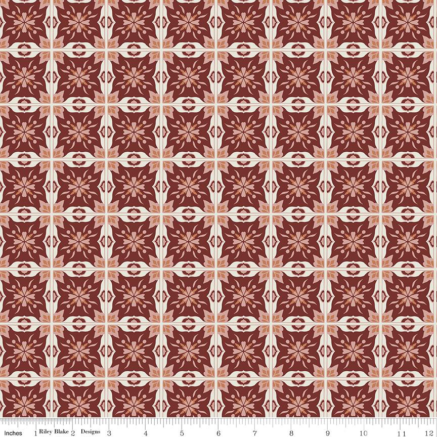 Olive Grove 5" Stacker, Riley Blake 5-16630-42, 5" Precut Autumn Fall Burgundy Blue Rust Green Floral Fabric Squares, Amber Elliot