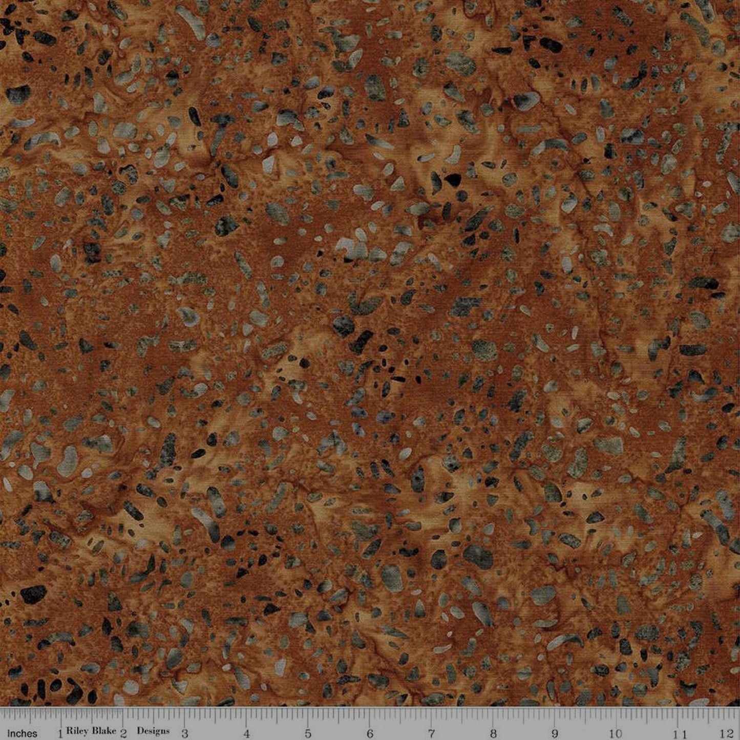 REMNANT 34" of Expressions Batiks Elementals Terrazzo- Gingerbread Batik Fabric, Riley Blake BT21800-137, Mottled Brown Charcoal Tonal Batik