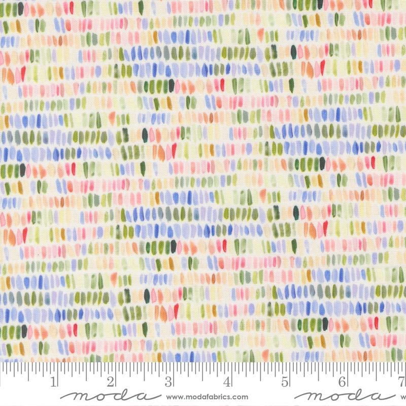 Sweet Cecily - Multi Watercolor Dabs on White Fabric, Moda 24647 11 Lily, Palette Blenders Quilt Fabric, Janet Clare, By the Yard