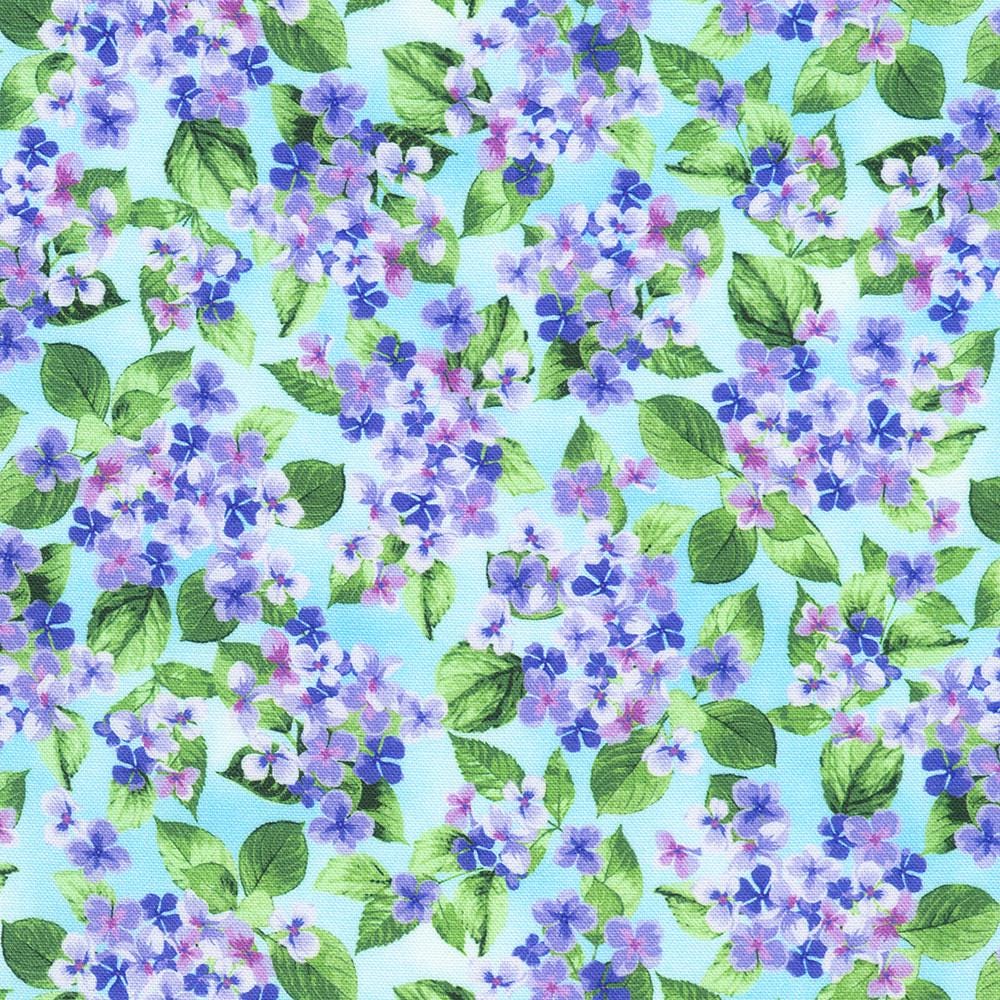 Hydrangea Grace 5" Charm Squares, Robert Kaufman CHS-1300-42, 5" Precut Pink Blue Modern Floral Charm Pack Fabric Squares