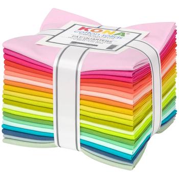 Kona Cotton - Summer Days Palette 5" Charm Squares, Robert Kaufman CHS-1291-42, 5" Solid Rainbow Colors Precut Fabric Squares