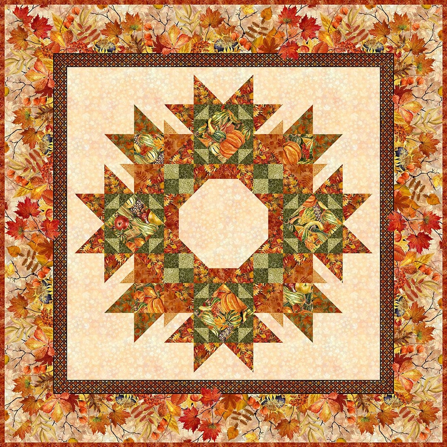 Autumn Celebration Wreath Quilt Pattern, In the Beginning AUT PATT 2, Yardage Friendly Autumn Fall Wreath Quilt Pattern, Jason Yenter