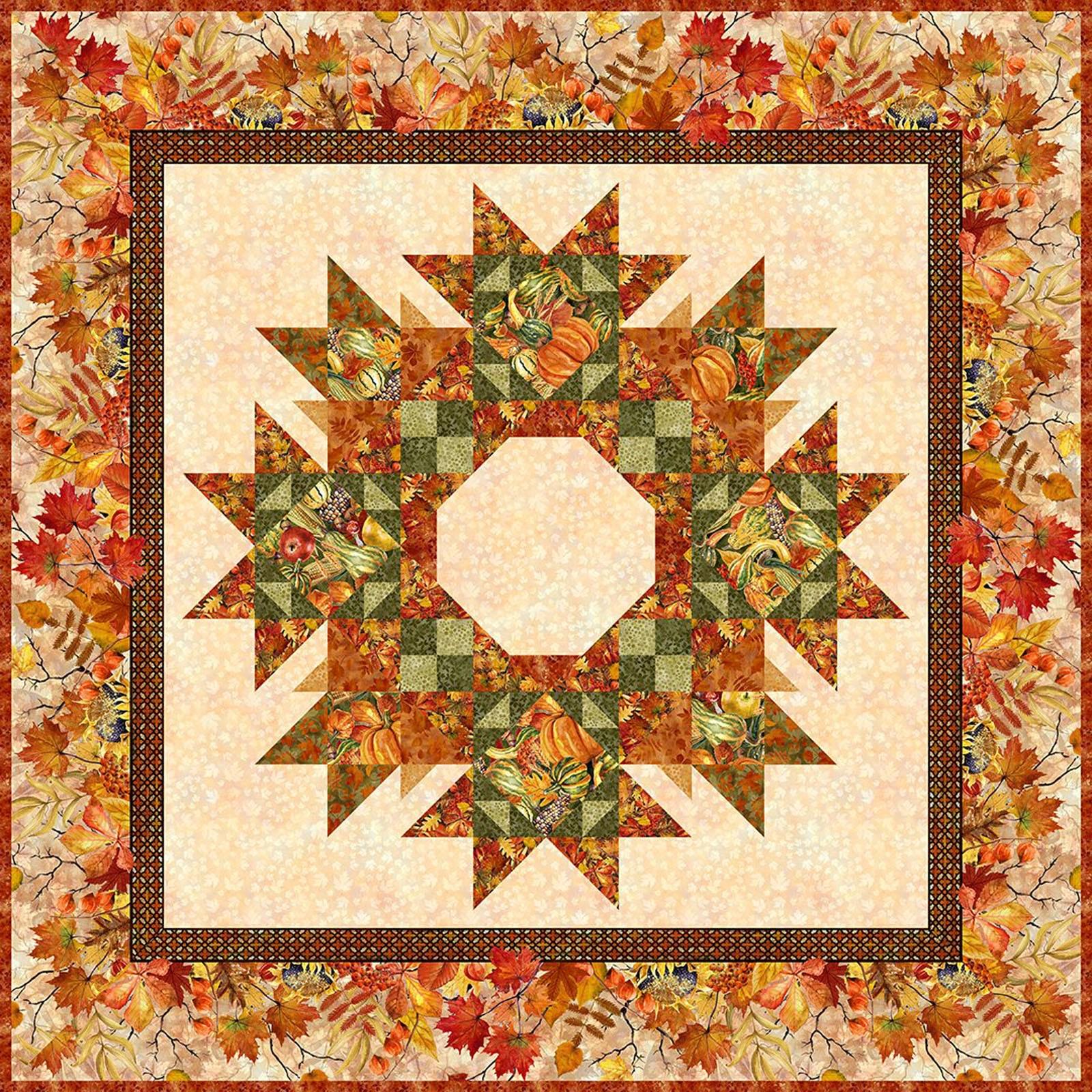 Autumn Celebration Wreath Quilt Pattern, In the Beginning AUT PATT 2, Yardage Friendly Autumn Fall Wreath Quilt Pattern, Jason Yenter