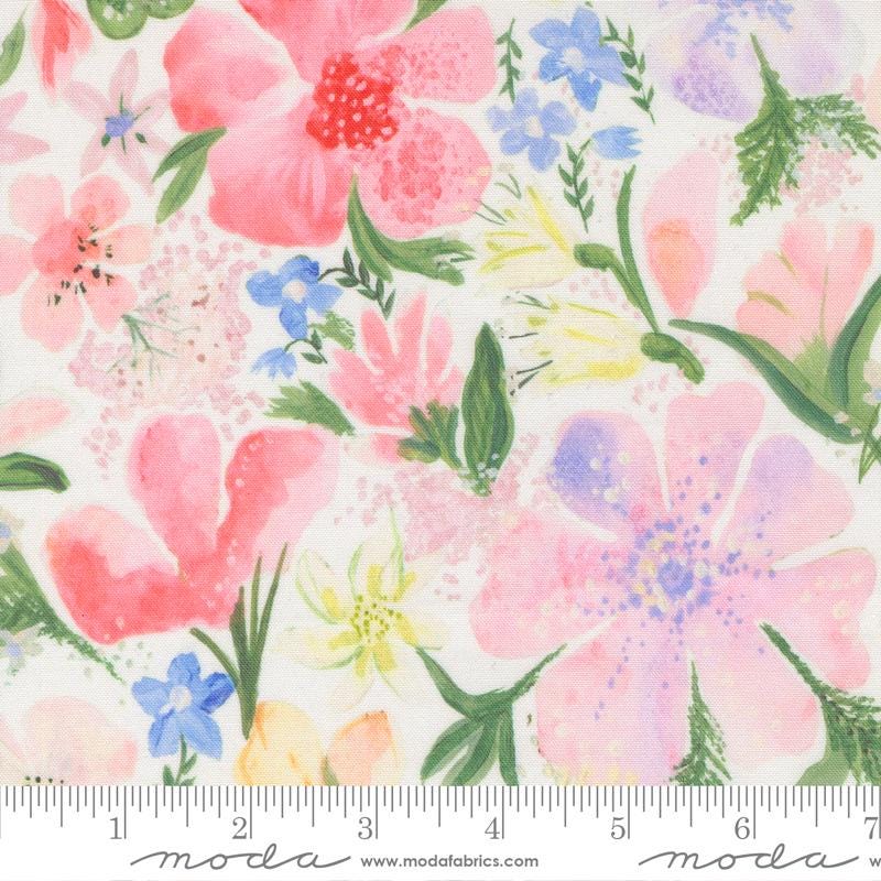 Sweet Cecily Layer Cake, Moda 24640LC, 10" Precut Pastel Pink Green Blue Floral Fabric Squares, Janet Clare