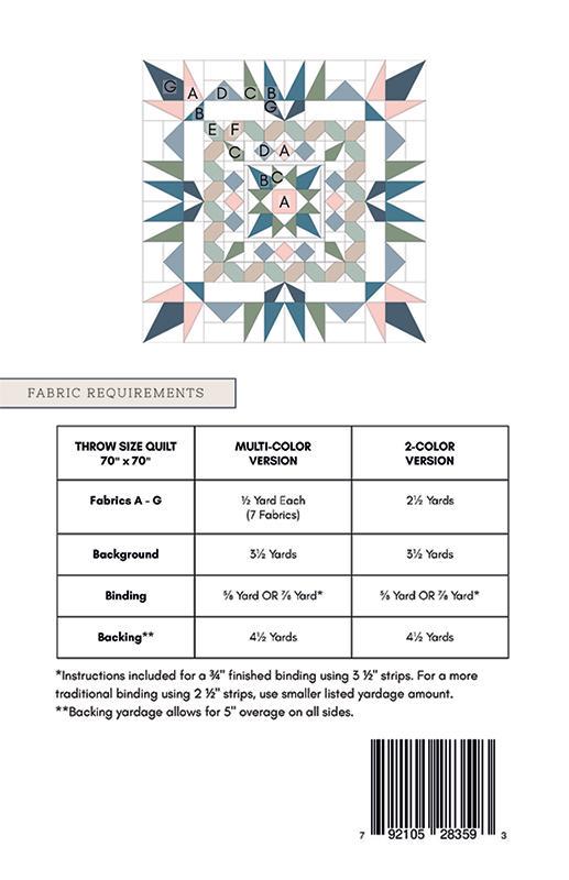 Calathea Quilt Pattern, Wild Plum Lane WPL1108, Half Yard Yardage Friendly Star Throw Quilt Pattern, Lisa Donnelly