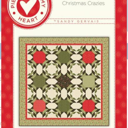 Christmas Crazies Quilt Pattern, Pieces From My Heart PM829, Yardage Friendly Large Focal Prints Square Throw Bed Quilt Pattern