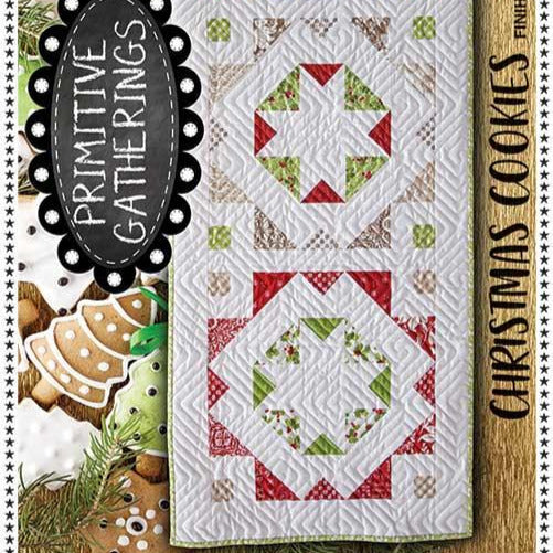 Christmas Cookies Quilt Pattern, Primitive Gatherings PRI868, Precut 5" Charm Friendly Star Table Runner Topper Quilt Pattern, Lisa Bongean