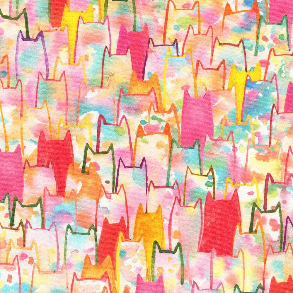 Whisker Wonderland 10" Squares, Robert Kaufman TEN-1414-42, 10" Precut Kitty Cats Cat Lover Floral Layer Cake Fabric Squares, Naharana
