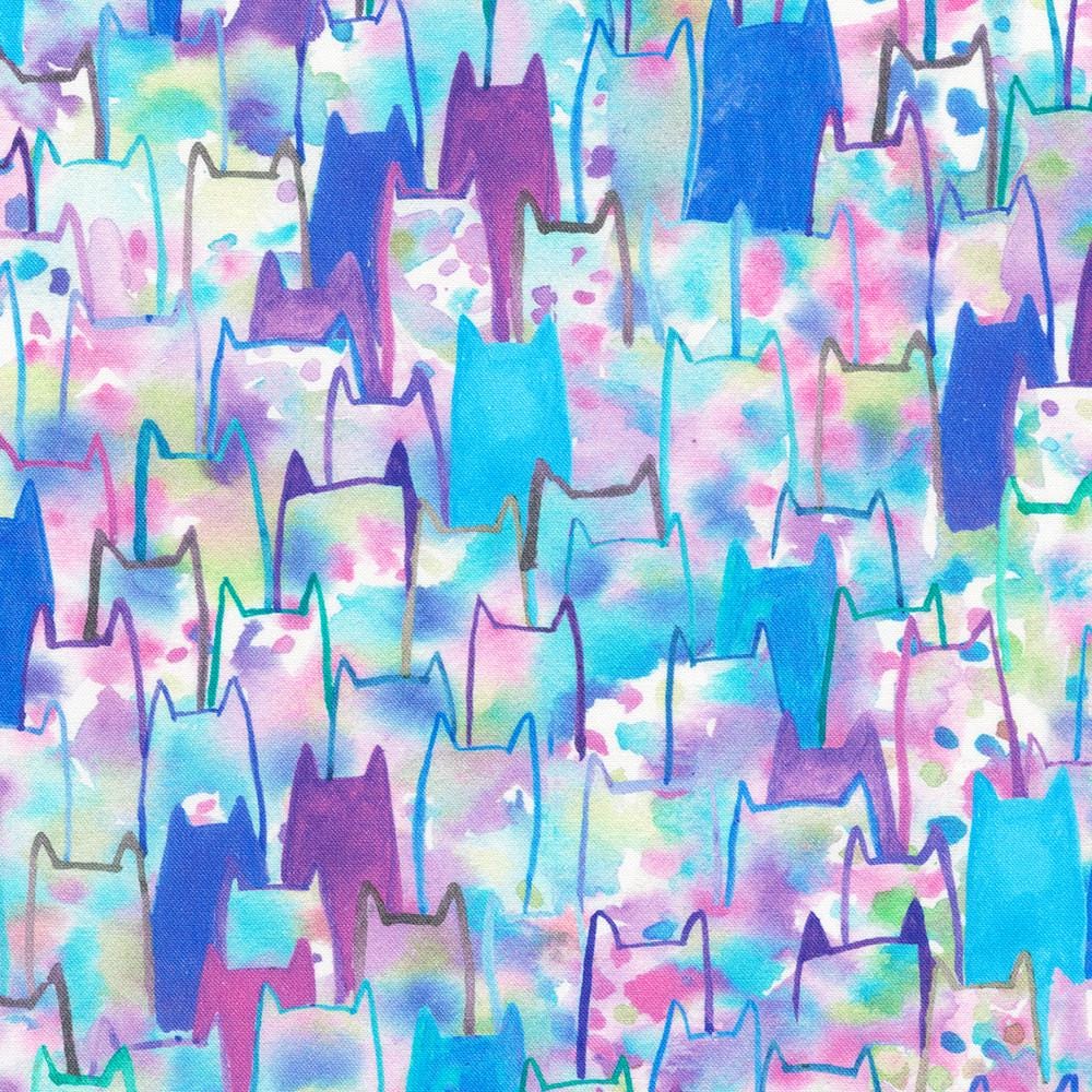 Whisker Wonderland 10" Squares, Robert Kaufman TEN-1414-42, 10" Precut Kitty Cats Cat Lover Floral Layer Cake Fabric Squares, Naharana