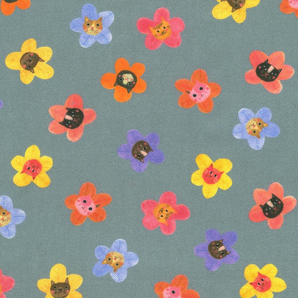 Whisker Wonderland 10" Squares, Robert Kaufman TEN-1414-42, 10" Precut Kitty Cats Cat Lover Floral Layer Cake Fabric Squares, Naharana