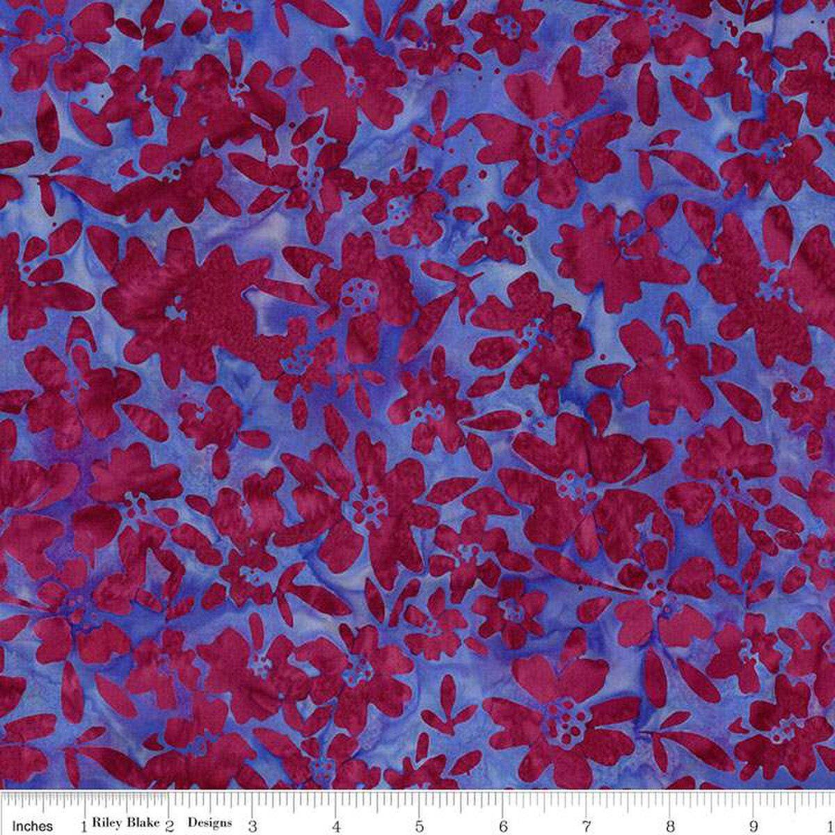 Expressions Batiks Seaside Sunset 5" Stacker, Riley Blake 5-23355-42, 5" Precut Jewel Tones Floral Batik Fabric Squares