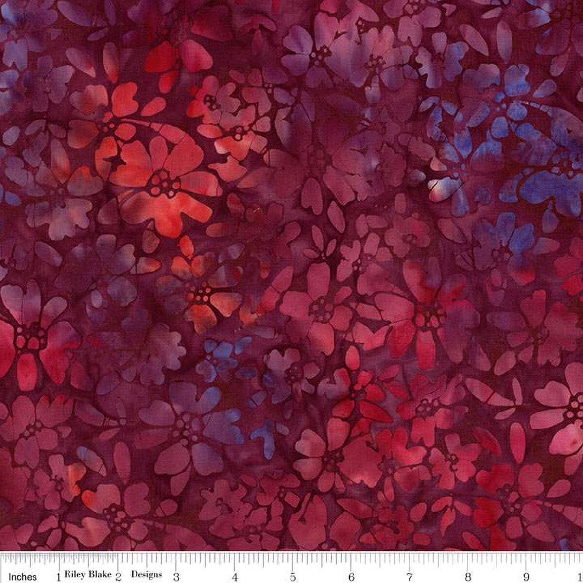 Expressions Batiks Seaside Sunset 5" Stacker, Riley Blake 5-23355-42, 5" Precut Jewel Tones Floral Batik Fabric Squares