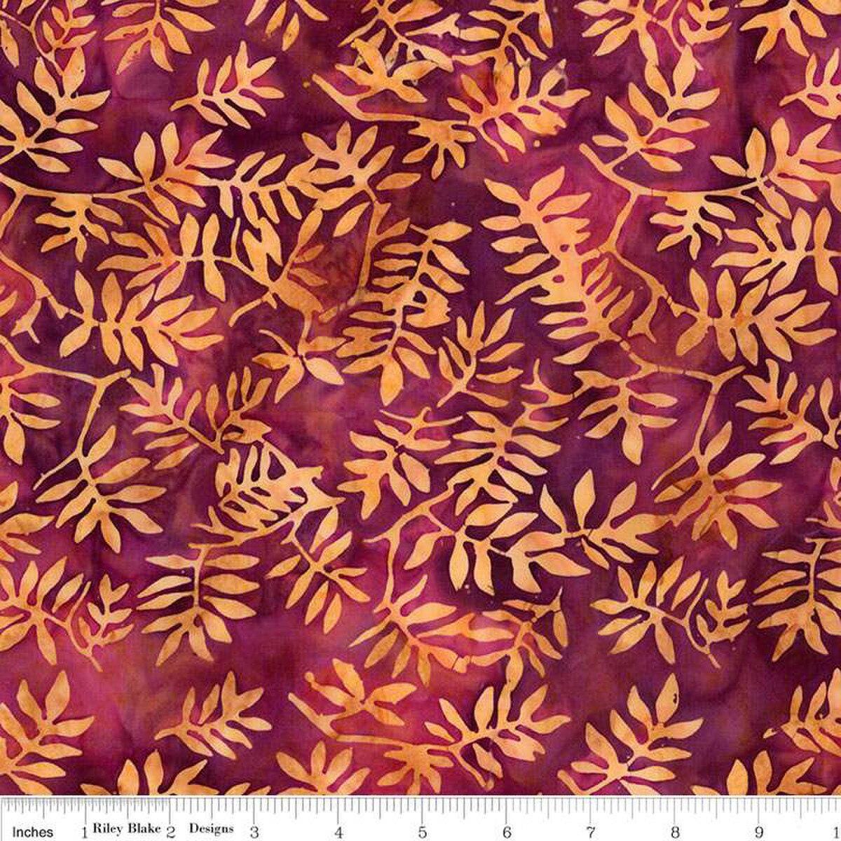 Expressions Batiks Seaside Sunset 5" Stacker, Riley Blake 5-23355-42, 5" Precut Jewel Tones Floral Batik Fabric Squares