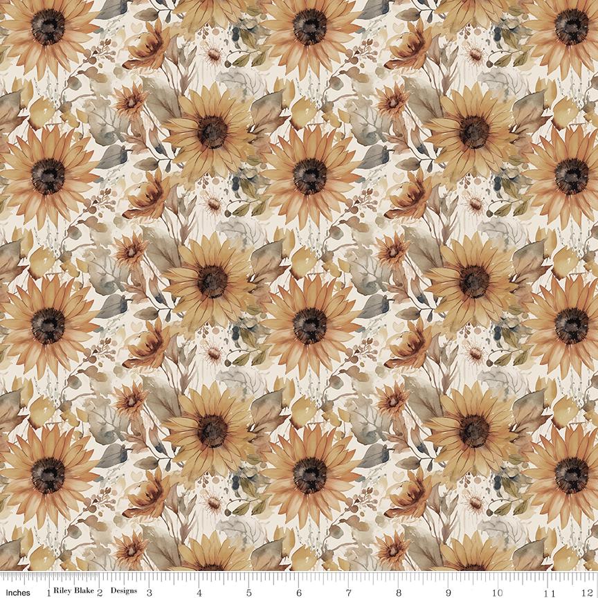 Evening on the Prairie Rolie Polie, Riley Blake RP-16740-40, 2.5" Precut Autumn Fall Sunflowers Fabric Strip Roll, Melissa Gilbert