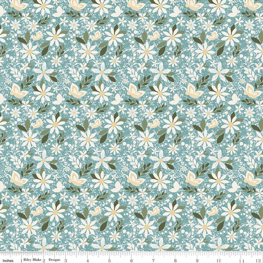 Juju's Petals 2.5" Rolie Polie, Riley Blake RP-16610-40, 2.5" Precut Green Blue Purple Gold Rust Floral Fabric Strips, Judi Madsen