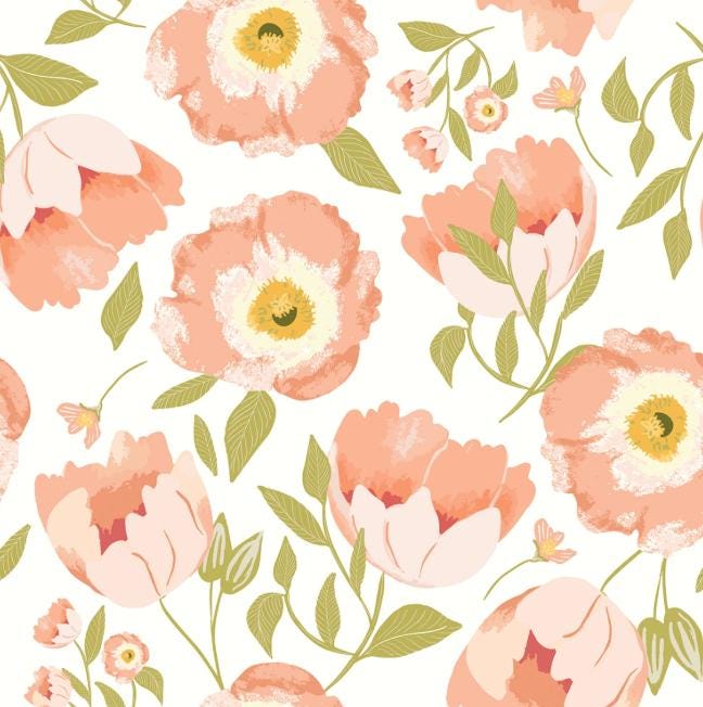Unicorn Dreams 5" Charm Pack, Poppie Cotton UD25726, 5" Precut Pink Mint Yellow Floral Charm Fabric Squares, Ginger Deverell