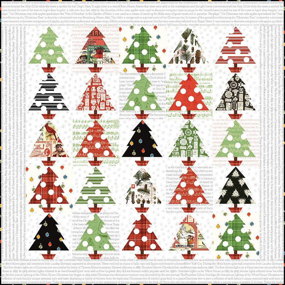 Tannenbaum Patch Quilt Pattern, Great Joy Studio P120-TANNENBAUM, Precut 10" Squares Friendly Christmas Xmas Tree Quilt Pattern
