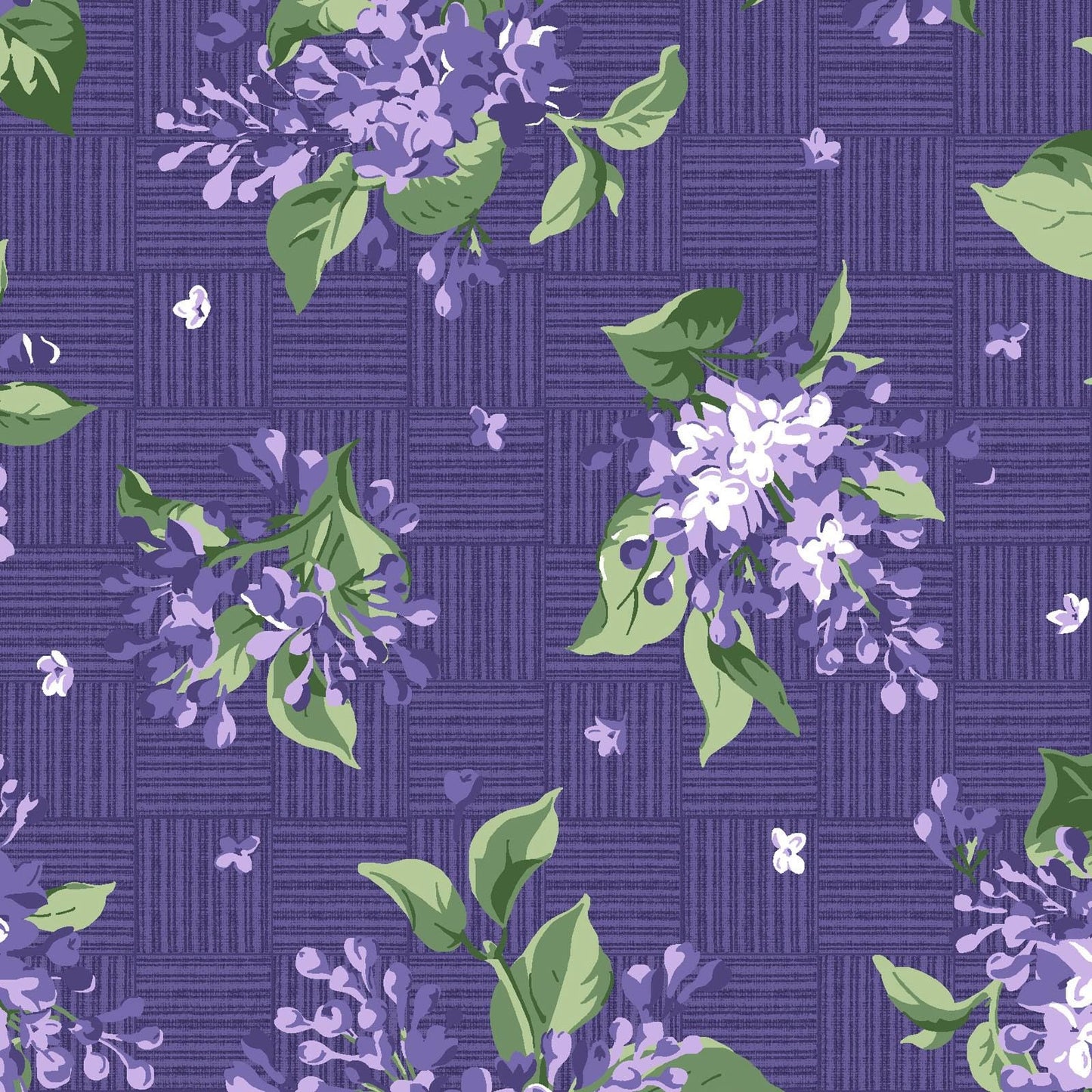 Lilac Lane 19 Piece Fat Quarter Bundle Plus Panel, FQ-MASLILA, 18 x 22 Fabric Cuts, Purple Green Floral Fabric Bundle, Maywood Studio