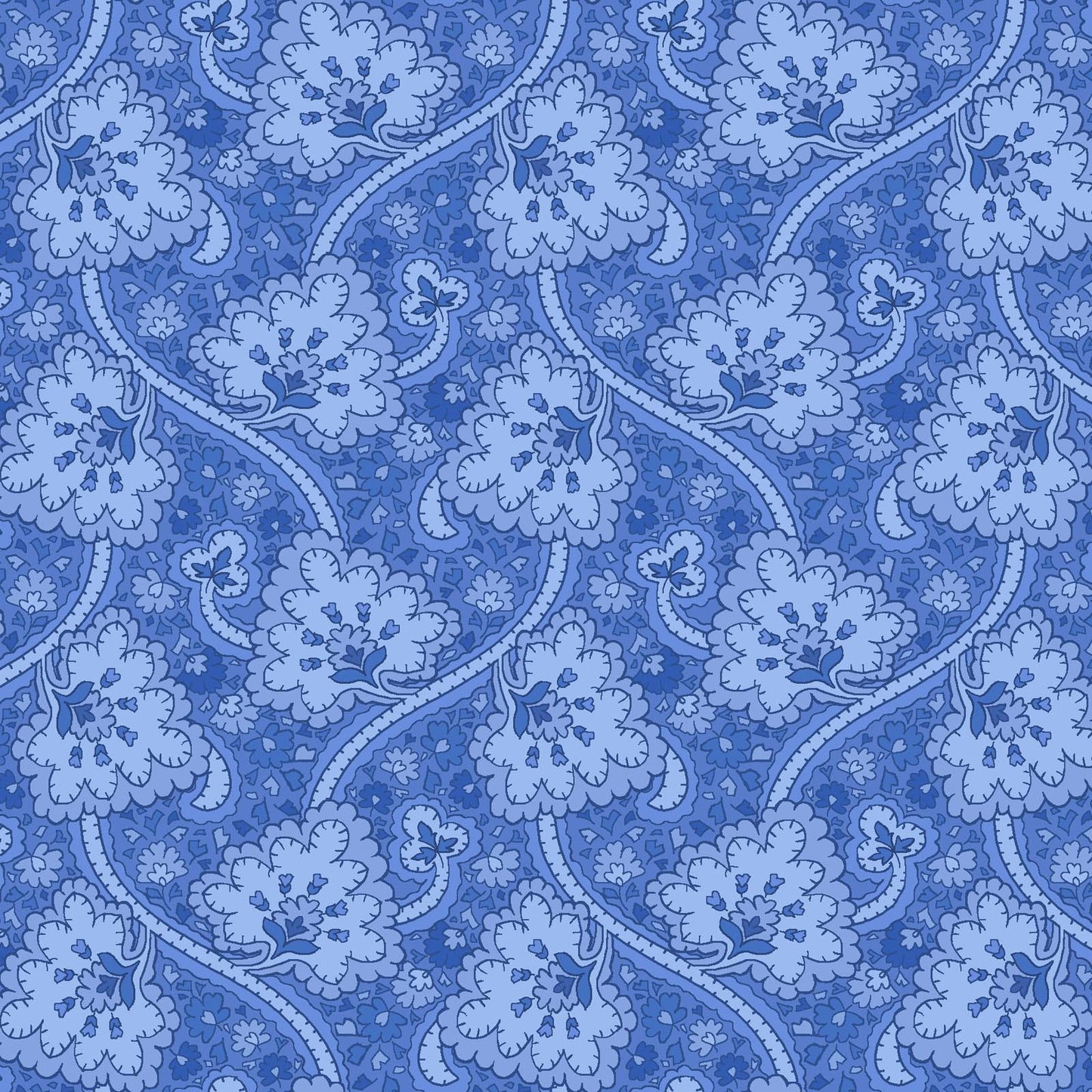 Blue Belle 28 Piece Fat Quarter Bundle Plus Panel, FQ-MASBLBE, 18 x 22 Fabric Cuts, Blue White Floral Fabric Bundle, Maywood Studio
