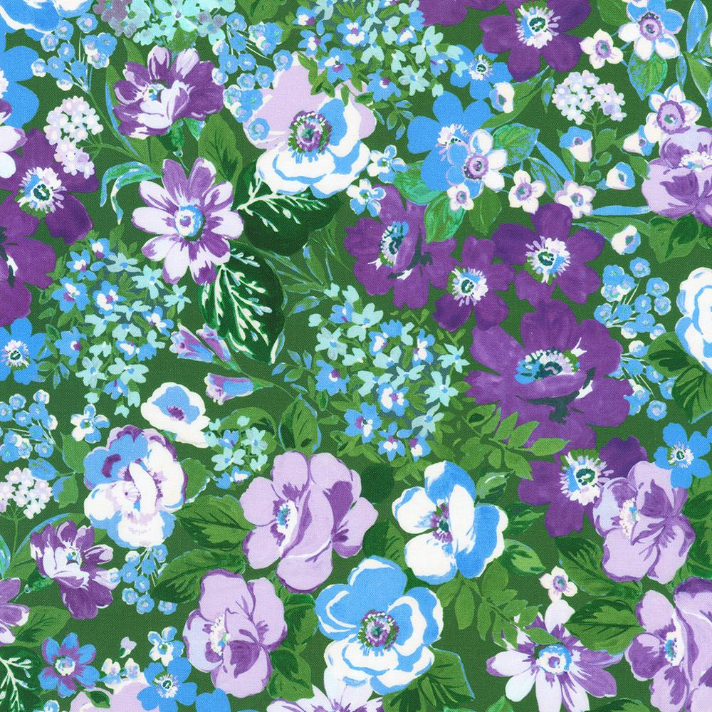 Hydrangea Grace 5" Charm Squares, Robert Kaufman CHS-1300-42, 5" Precut Pink Blue Modern Floral Charm Pack Fabric Squares