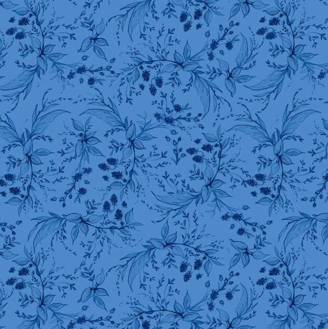 Amalfi Coast 5" Stamp, White Owl AMALFICOAST-05, 5" Precut Blue White Floral Birds Bees Charm Pack Fabric Squares, Susan Winget