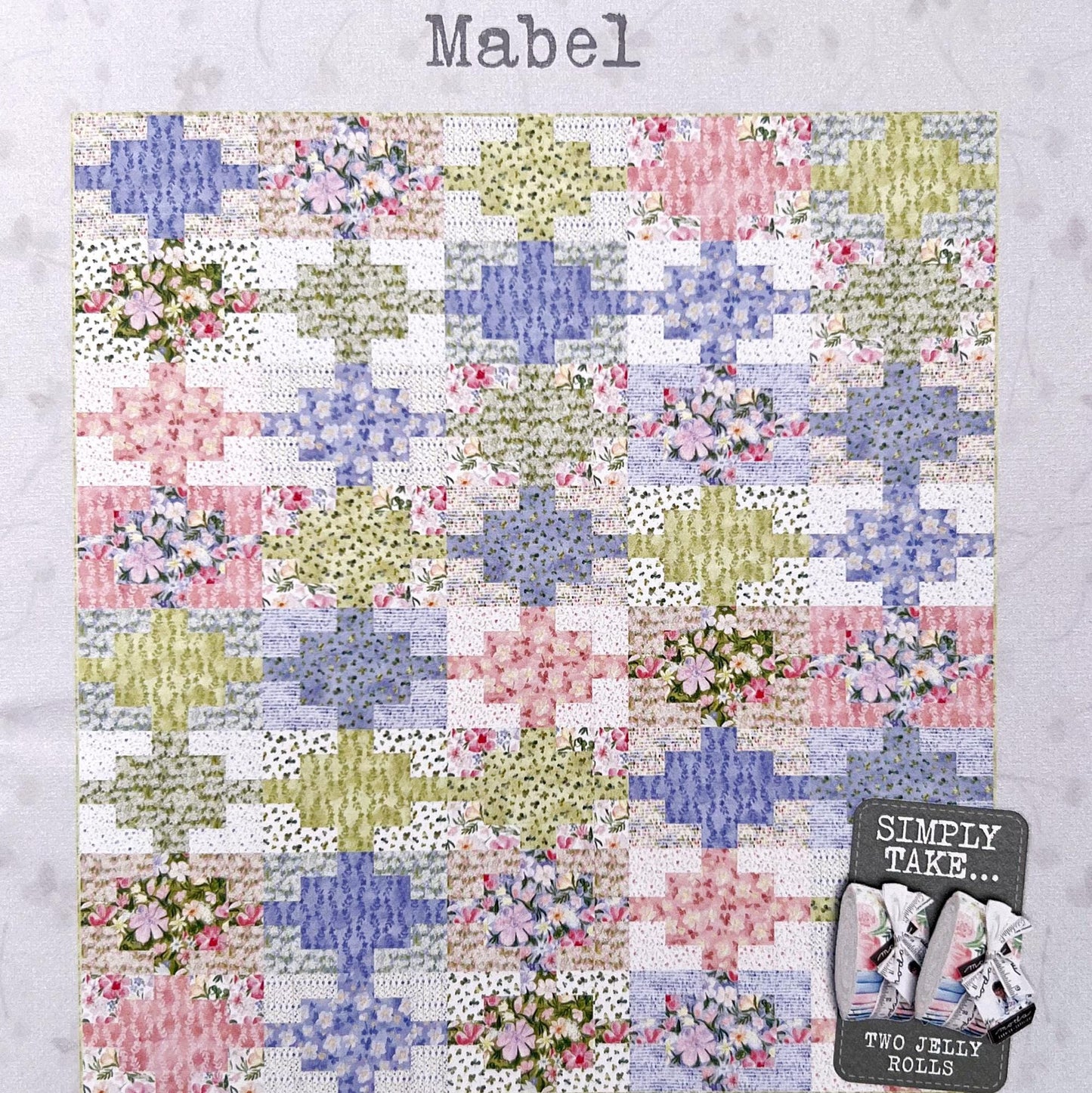 Mabel Quilt Pattern, Janet Clare JC265, 2.5" Precut Jelly Roll Strips Friendly Throw Bed Quilt Pattern