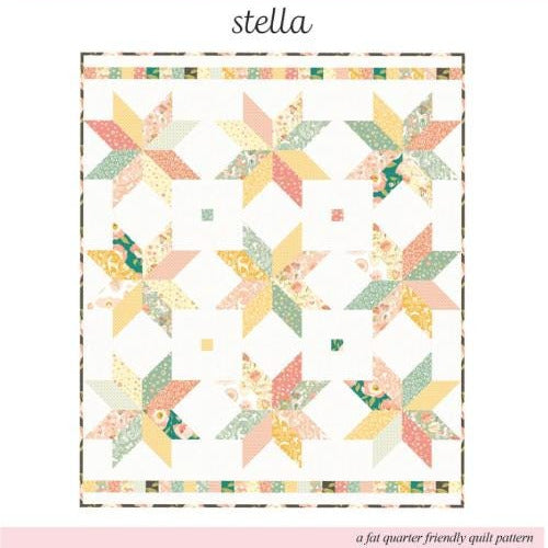 Stella Quilt and Table Runner Pattern, Poppie Cotton LBP25162, Fat Quarter FQ Friendly Stars Throw Table Quilt Pattern