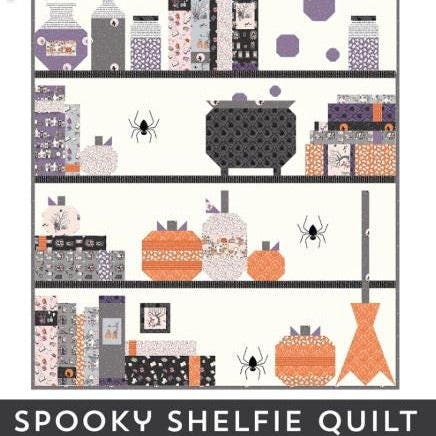 Spooky Shelfie Quilt Pattern, Melissa Mortenson PDC4595, Fat Quarter FQ Friendly Halloween Bookcase Lap Throw Quilt Pattern