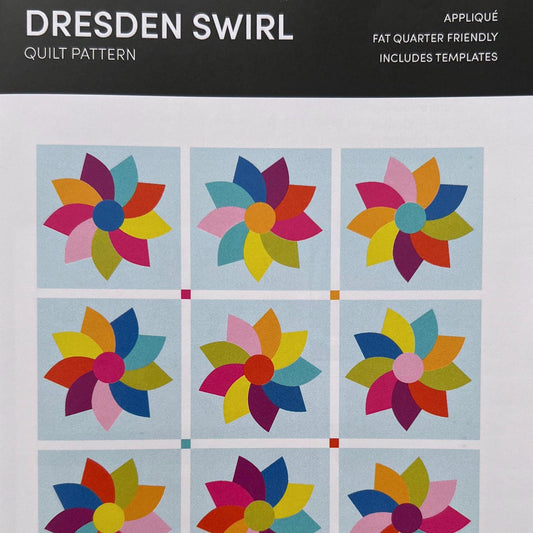 Dresden Swirl Quilt Pattern, Holly Clarke Design HCD 009, Fat Quarter FQ Friendly Baby Throw Bed Applique Quilt Pattern, Dresden Plate Quilt