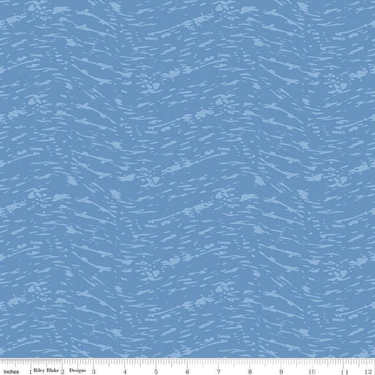 Ocean Oasis - Blue Waves Tonal Fabric, Riley Blake C15995-Blue, Abstract Wave Striped Blue Tonal Fabric, Labombarbe, By the Yard