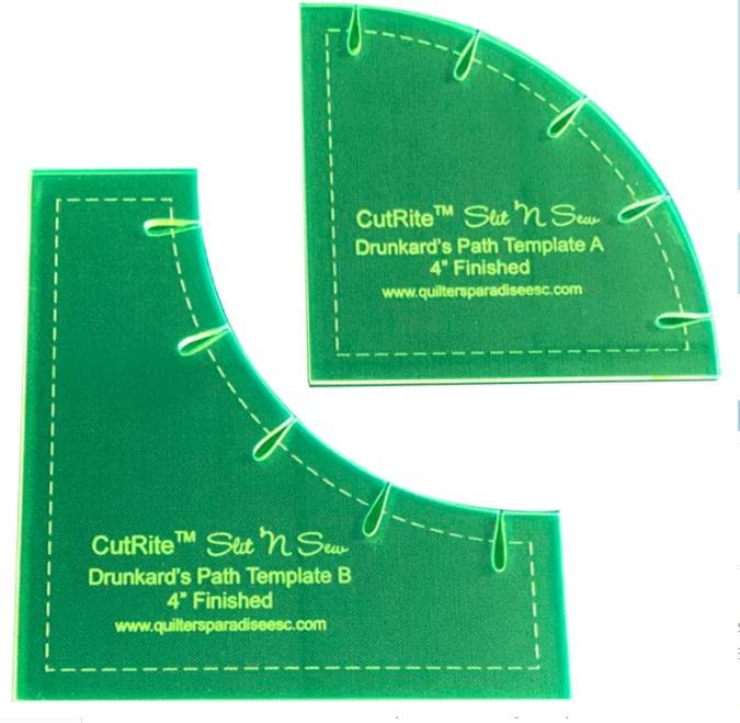 CutRite 4" Slit n Sew Drunkard's Path Template, Quilter's Paradise QP031173, Curved Acrylic Quilting Templates, Curved Piecing Ruler
